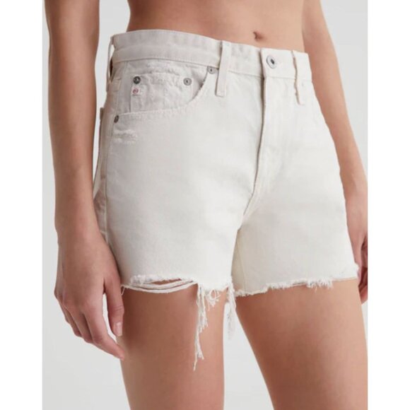 AG Jeans Hailey Cut-Off Denim Shorts in 1 Year Opal Stone White Size 29 - Picture 1 of 3